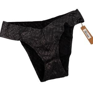 Skims Women's Black Shimmery Fits Everybody Brief Panty, Size XXS NWT